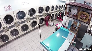 Annika Eve gets banged on a laundry area