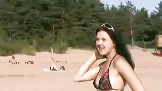 Lovely teens bare their bodies at a nudist beach