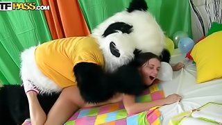 Brunette Gets A Sex Toy Panda For Her Birthday